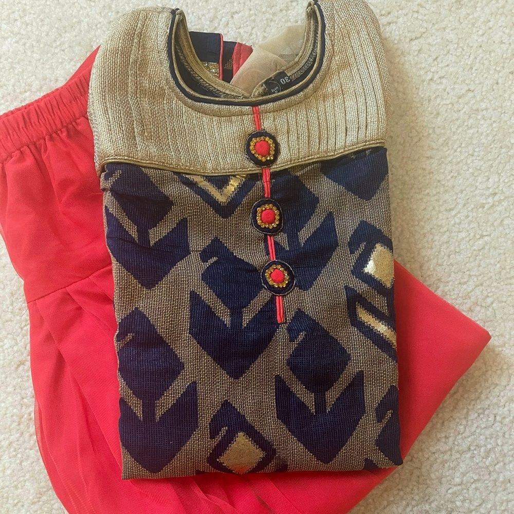 Stylish Kids Ethnic Wear Set - Blue and Red